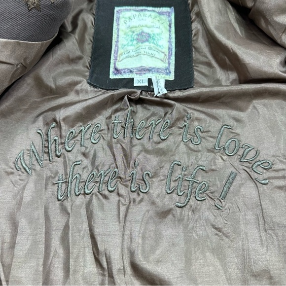 Paparazzi Lined Blazer Jacket Wonens XL Brown Embroidered Cotton - Picture 6 of 11